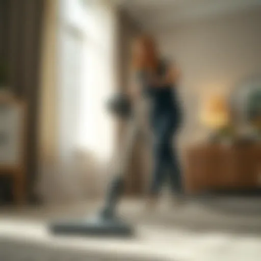 A pristine carpet with vacuum cleaner