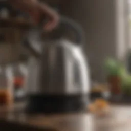 A close-up view of a kettle being descaled with natural ingredients