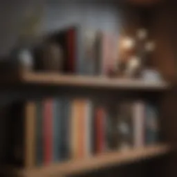 A collection of interior design course books displayed on a wooden shelf