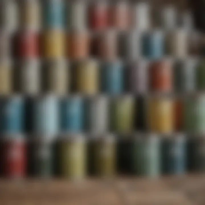 Selection of eco-friendly paint cans with color samples