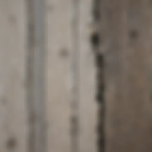 Close-up of weathered wood siding showing peeling paint