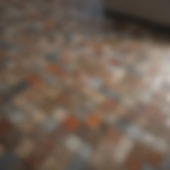 An array of various tile materials displayed for selection, emphasizing texture and color.