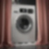Elegant curtains being washed in a washing machine