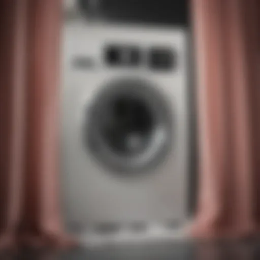 Elegant curtains being washed in a washing machine