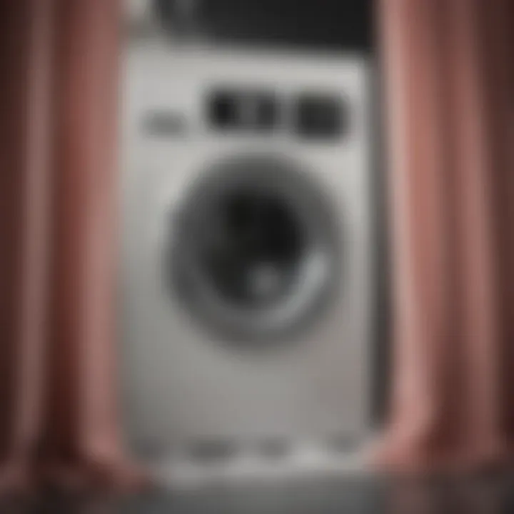 Elegant curtains being washed in a washing machine
