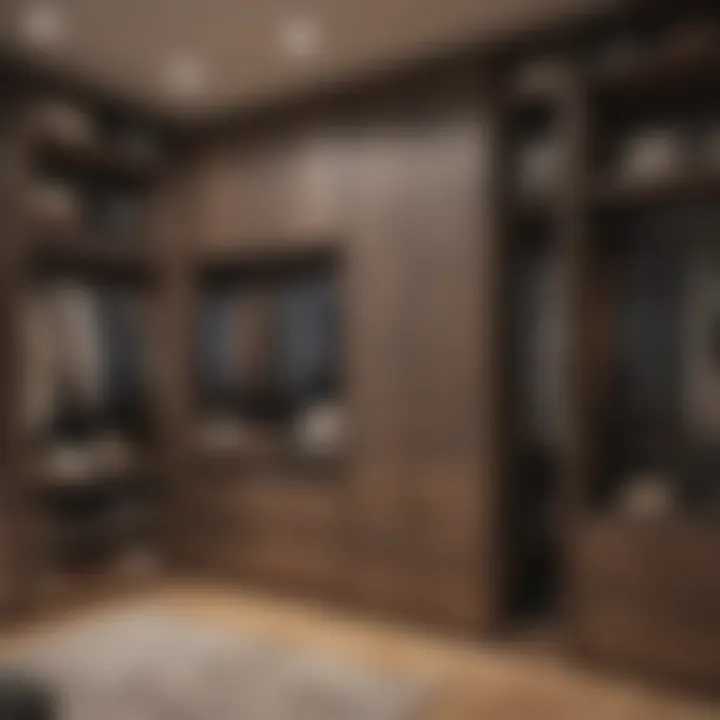 Variety of materials used in built-in closet construction