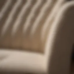 A close-up of a stain on a light-colored fabric upholstery