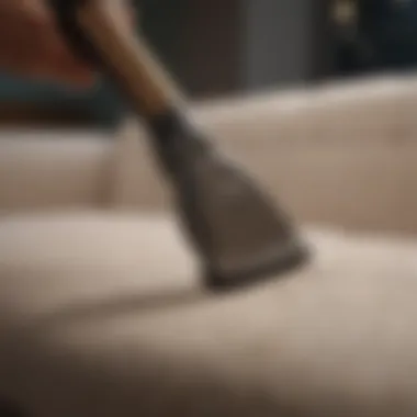 A person using a specialized tool to clean upholstery