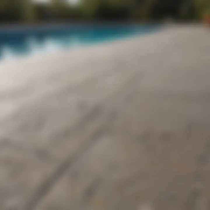 Textured concrete pool deck with anti-slip surface