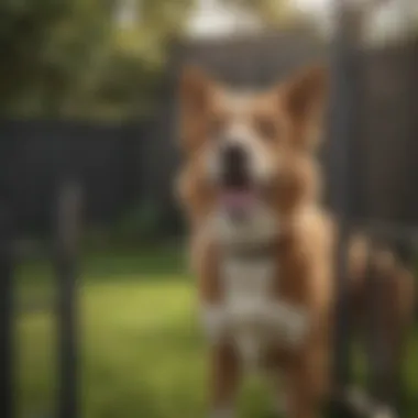 A dog playing safely inside a fenced yard