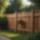 A well-designed wooden dog fence in a backyard