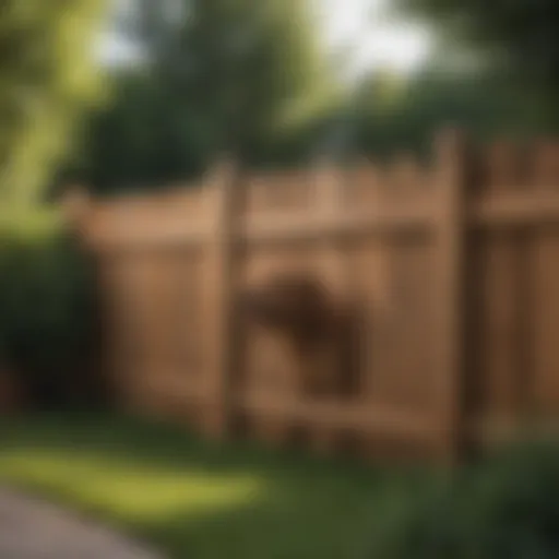 A well-designed wooden dog fence in a backyard