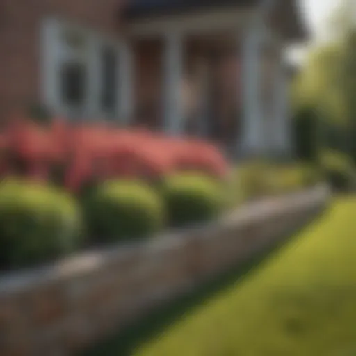 Elegant retaining wall flower bed design against a house