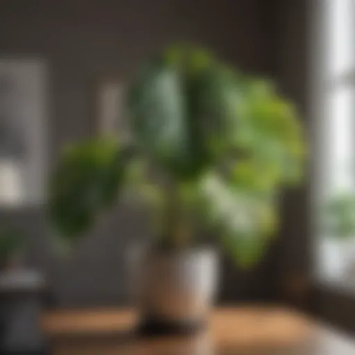 A vibrant monstera plant showcasing its iconic split leaves.