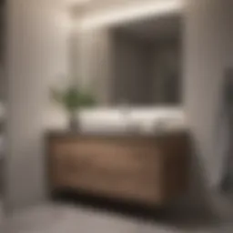 Sleek corner bathroom vanity with modern finishes