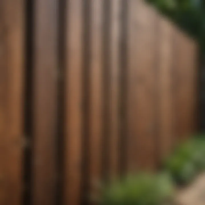 Different fence materials displayed outdoors.
