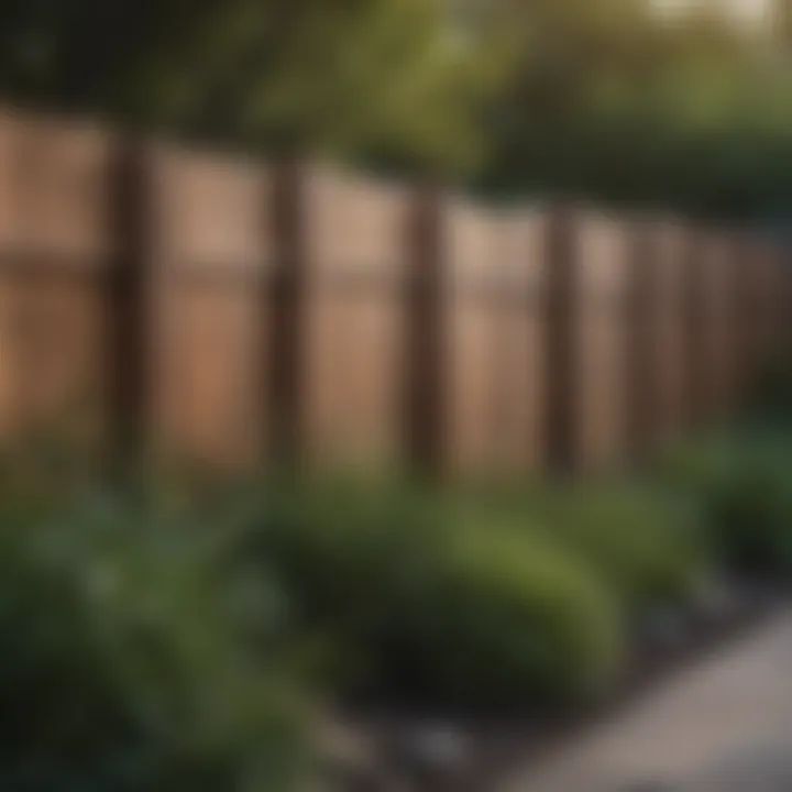 A backyard scene with a newly installed fence.