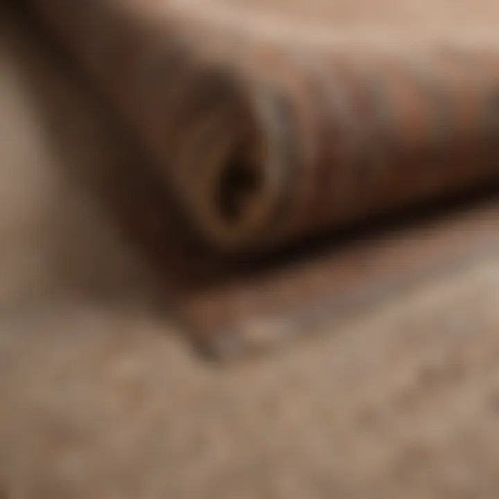 A close-up of a carpet pad demonstrating thickness and durability