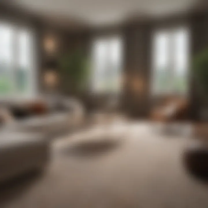 Stylish living room featuring newly installed carpet
