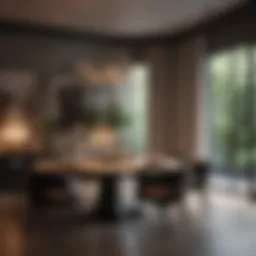 Elegant dining room showcasing a modern design and harmonious layout