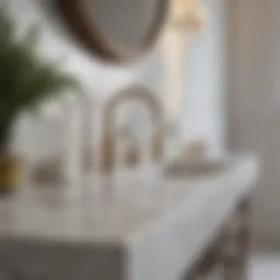 Luxurious marble countertop with elegant fixtures