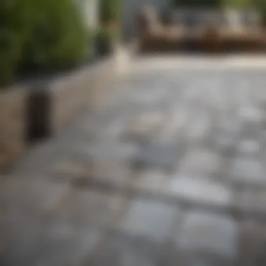 Different materials used in patio design including stones, tiles, and wood