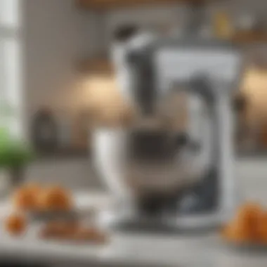 Cuisinart mixer with various attachments displayed elegantly