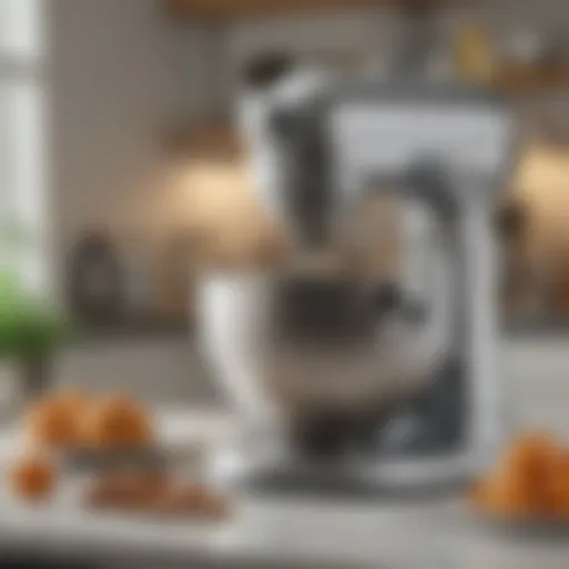 Cuisinart mixer with various attachments displayed elegantly