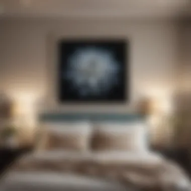 Elegant Artwork Above the Bed Elegant artwork framed above a bed