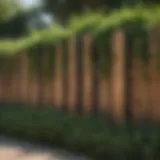 Beautifully decorated wooden fence with climbing plants