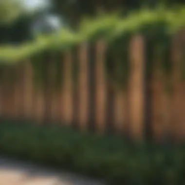 Charming Wooden Fence Adorned with Greenery Beautifully decorated wooden fence with climbing plants