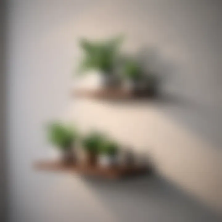 Minimalist wall shelf design featuring plants