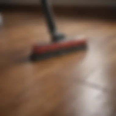 Essential Cleaning Tools and Products Tools and products arranged for effective hardwood floor cleaning