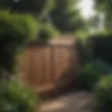 Elegant wooden fence surrounded by lush greenery