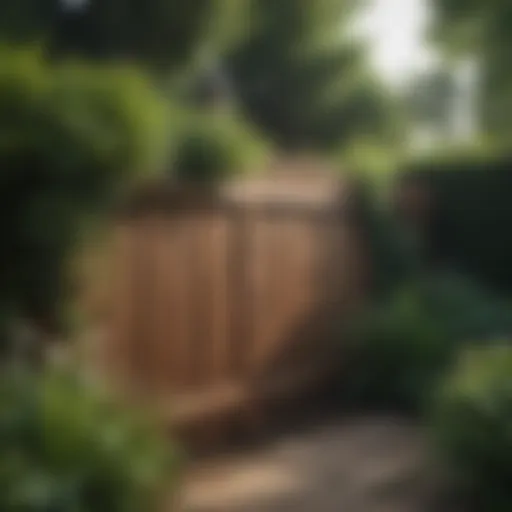 Elegant wooden fence surrounded by lush greenery