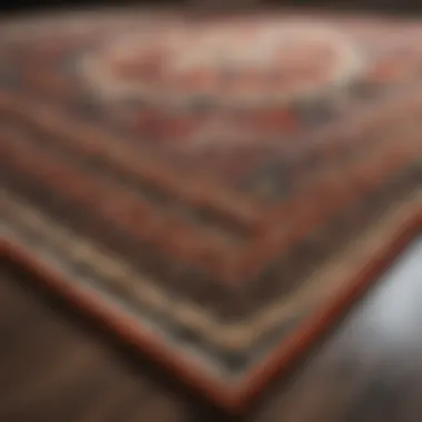 Close-up of a stylish rug accentuating the design aesthetic of the interior.