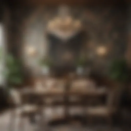 Elegant wallpaper with floral patterns enhancing a dining room
