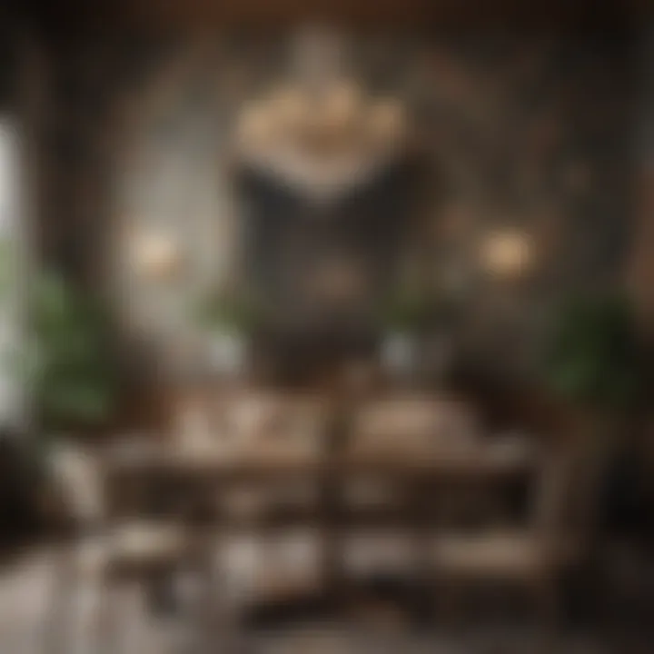 Elegant wallpaper with floral patterns enhancing a dining room