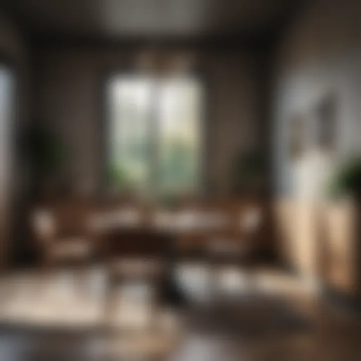 Subtle textured wallpaper adding depth to a cozy dining space
