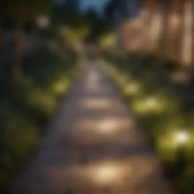 Elegant pathway lights highlighting a garden walkway