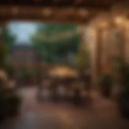 Enchanting string lights draped across a cozy patio