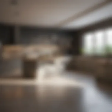 Stylish Kitchen Design with Unique Layout Render of a stylish kitchen with unique layout and functionality
