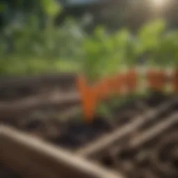 Vibrant carrot seedlings sprouting in a raised garden bed