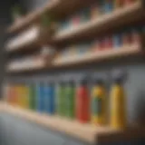 A selection of various insect control sprays lined up on a shelf