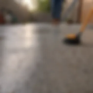 Tools for cleaning a concrete patio without pressure washer