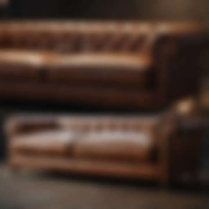 Before and after restoration of a leather sofa