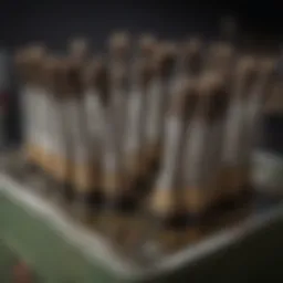 A collection of oil-based paint brushes resting in a solvent container