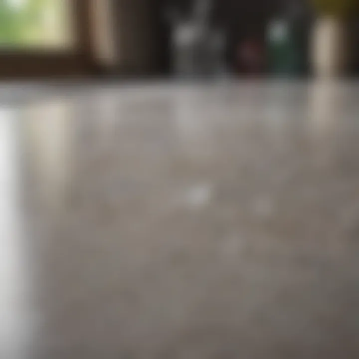 Glowing quartz countertop after cleaning