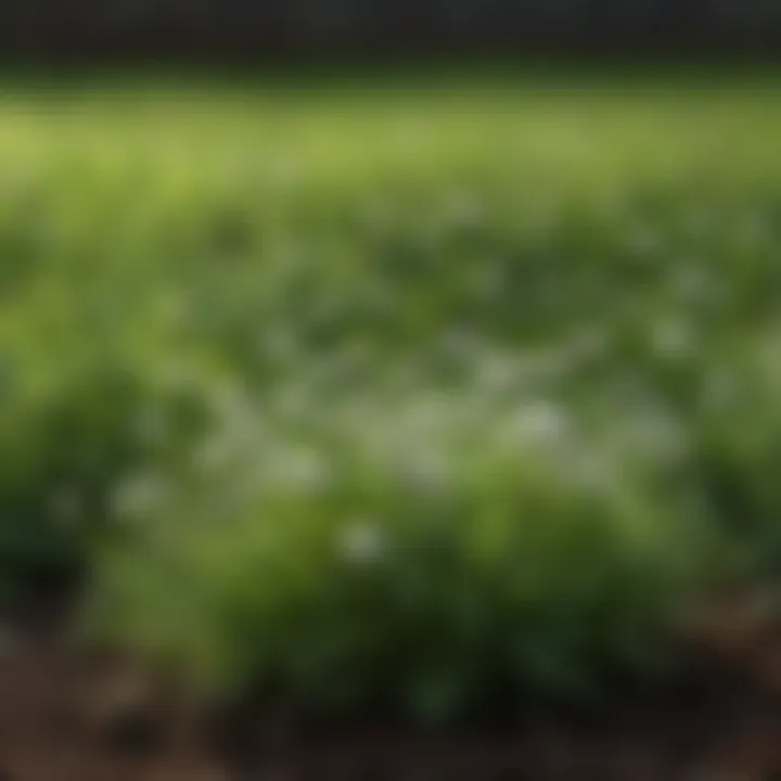 Close-up of clover growth in a lawn, illustrating its spread