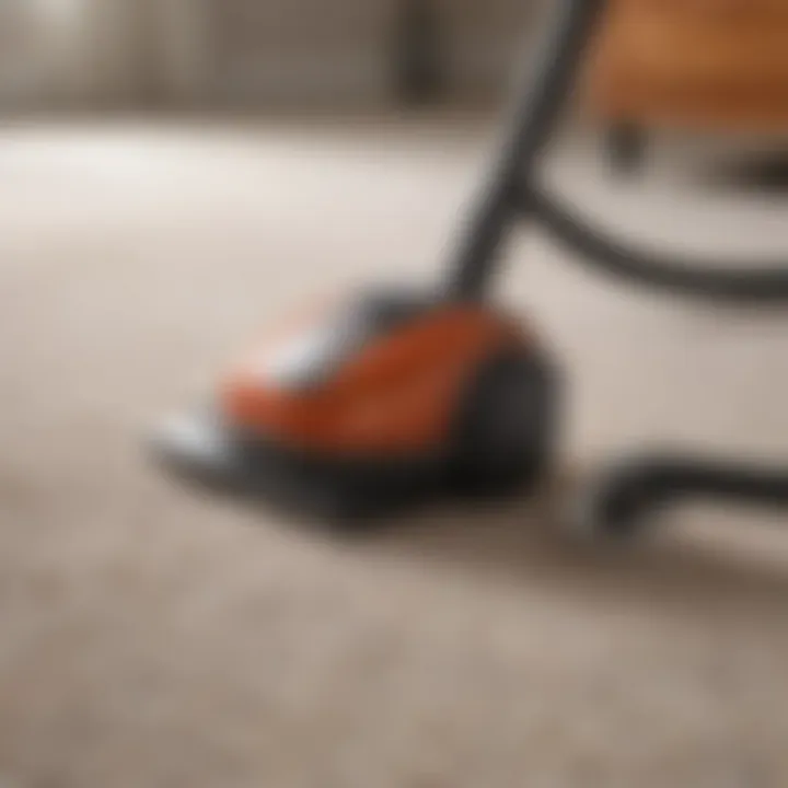 Vacuum cleaner in action on carpet